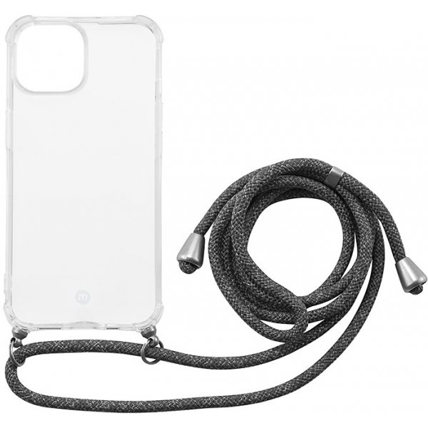Pouzdro a kryt na mobilní telefon Pouzdro MOMAX Apple iPhone 13 - odolné + šedá šňůrka - gumové - čiré