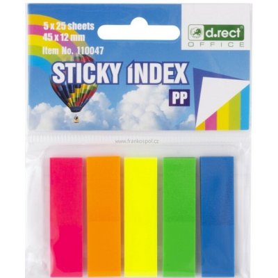 Samolepicí plastové záložky D.RECT, 45 x 12 mm, 5 x 25 lístků, neonový mix – Hledejceny.cz