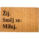 Home Elements Rohožka s textem Žij, směj se, miluj hnědé 40 x 60 cm – Zboží Dáma