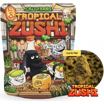 califarms THC-x květy Tropical Zushi THC-x 40% CBD 11,51% CBG 0,15% THC 0,06% 2 g – Zboží Mobilmania