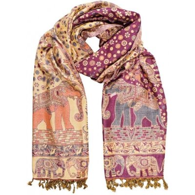 Elefant šála 02 purpurovo zlatá – Zboží Dáma