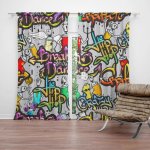 Závěs Graffiti: 2ks 150x250cm – Zboží Dáma