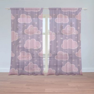 Sablio Záclony Růžové obláčky: 2ks 150x250cm – Hledejceny.cz