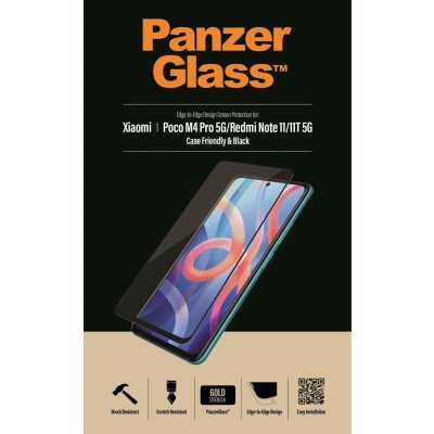 PanzerGlass ochranné sklo Edge-to-Edge pro Xiaomi Redmi Note 11/11T 5G / Poco M4 Pro 5G, černá 8051 – Zboží Mobilmania