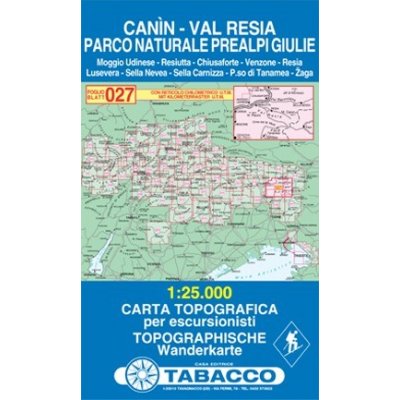 Kanin a oblast Valli di Resia e Raccolana (Tabacco - 027) - turistická mapa | knihynahory.cz – Zboží Mobilmania