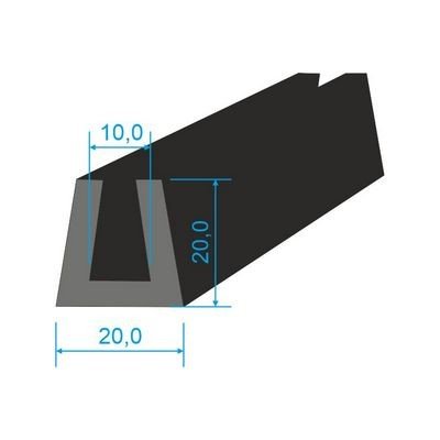 00535007 Pryžový profil tvaru "U", 20x20/10mm, 70°Sh, EPDM, -40°C/+100°C, černý – Zbozi.Blesk.cz