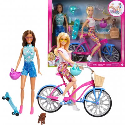 Mattel Sada Barbie Beach Bike modrá Skateboard doplňky – Zboží Mobilmania