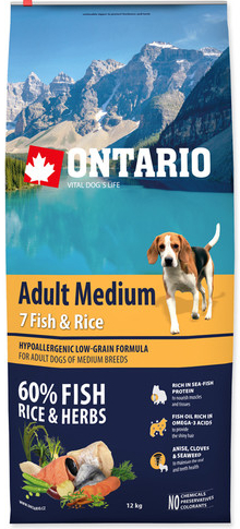 Ontario Dog Adult Medium Fish & Rice 2 x 20 kg