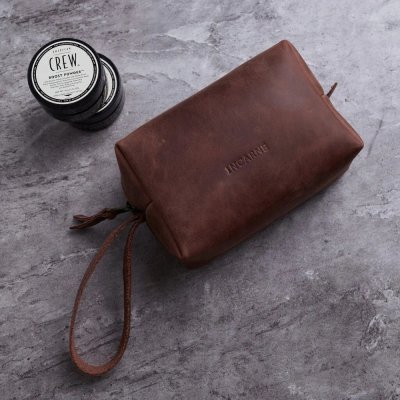 Incarne OnBoard kožená palubní kosmetická taštička brown – Zboží Dáma