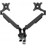 Polohovatelný držák pro 2 monitory, 2-9 Kg, svorka a průchodka stolu, 17"-32", USB HUB, 75x75/100x100, černý – Sleviste.cz