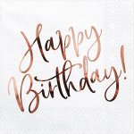 PartyDeco ubrousky narozeninové Happy Birthday Rose Gold 33x33cm 20ks – Zboží Dáma