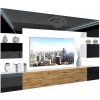 Obývací stěna Belini Premium Full Version černý lesk dub wotan LED osvětlení Nexum 53