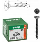 Šrouby do dřeva SPAX 4x30mm torx, částečný závit, zápustná hlava, černé, 200 ks – Hledejceny.cz