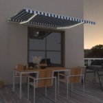 VidaXL Automatická markýza LED a senzor větru 400 x 350 cm modrobílá – Sleviste.cz