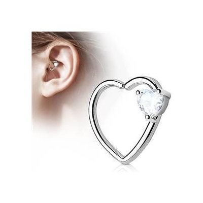 Šperky4U piercing do nosu ucha srdce čirý kamínek N0058-C – Zboží Mobilmania