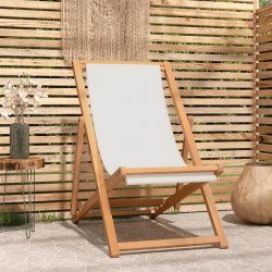 43802 vidaXL Kempingová židle teak 56x105x96 cm krémová