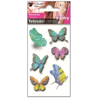 Anděl Tetovací obtisky motýli zelení s glitry 10,5 x 6 cm 16059 – Sleviste.cz