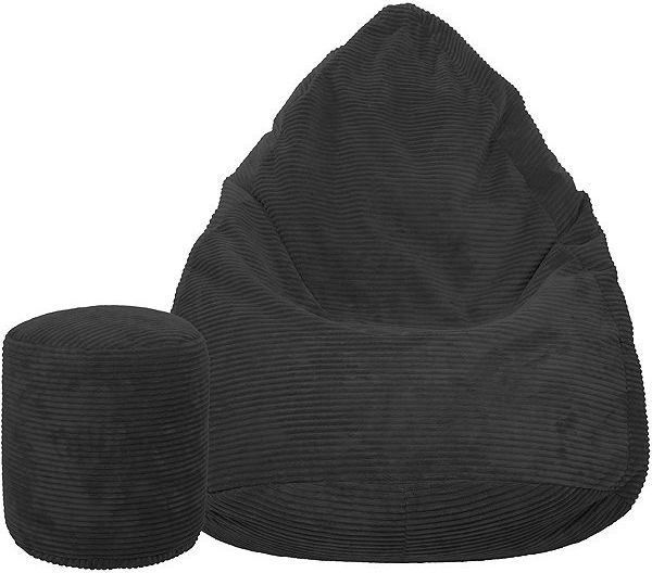 TopKing sedací vak + podnožník XL manšestr Lincoln černý 125 cm