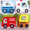 Dřevěná hračka Bino 3D puzzle Záchranná vozidla