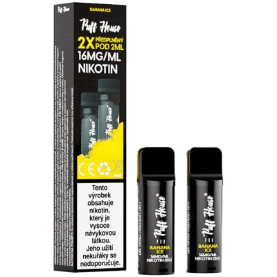 Puff House Pro Pod Banana Ice 16 mg 600 potáhnutí 2 ks – Hledejceny.cz