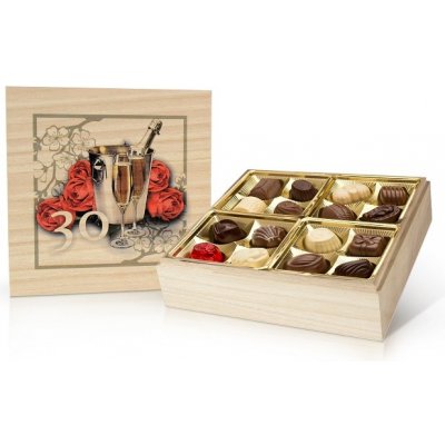 Selllot Narozeniny 30 let belgické pralinky v dřevěné dóze 400 g – Zboží Dáma