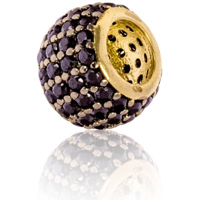Gemmax Jewelry Zlatý provlékací přívěsek na řetízek nebo náramek korálek s onyxy GLPYX-15701 – Zboží Mobilmania
