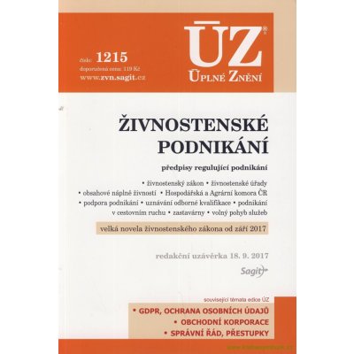 ÚZ č. 1215 - Živnostenské podnikání, volný pohyb služeb, podpora podnikání – Zbozi.Blesk.cz