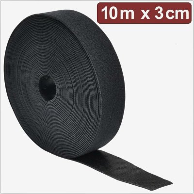 Quadrios 24CA308 pásek se suchým zipem, ke spojování, háčková a flaušová část, (d x š) 10 m x 3 cm, černá, 10 m – Hledejceny.cz