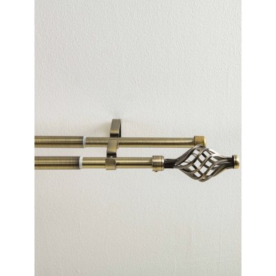 MKLuzkovinyCZ Garnýž dvouřadá Davide - staré zlato 160 - 300 cm – Zboží Mobilmania