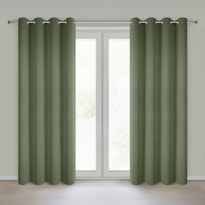 EUROFIRANY ZÁVES NA KROUŽCÍCH NERISA 140X250 CM OLIVOVÁ – Hledejceny.cz