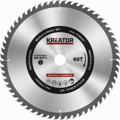 Kreator KRT020437 Pilový kotouč na dřevo 235mm 60T – Zboží Mobilmania