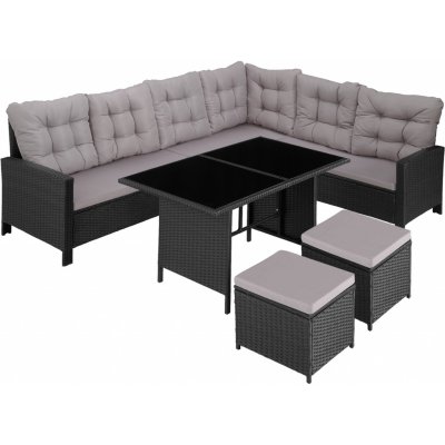 tectake 404252 ratanová sestava barletta - černá/šedá – Sleviste.cz