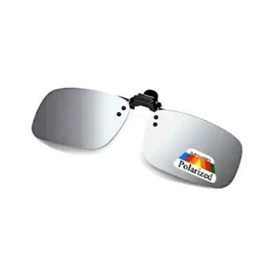 Polarizační klips Nakida T-143 na dioptrické brýle zrcadlově stříbrný, s pouzdrem (Sluneční klip s polarizací pro brýle na čtení i dálky)