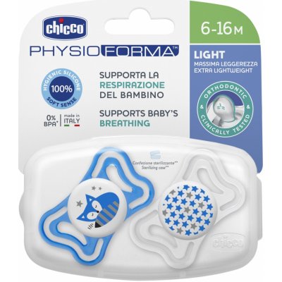 Chicco cumlík Physio Light silikón modrá 2 ks