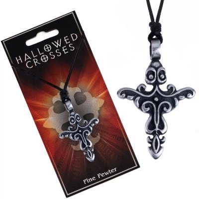 Šperky eshop Šňůrka na krk s přívěskem kříže s květovanými obrazci AC1.14 – Zboží Mobilmania