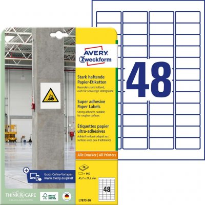Avery Zweckform L7873-20 Super lepivé etikety 45,7x21,2mm 960 ks bílá – Sleviste.cz