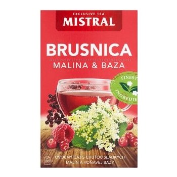 Mistral Exclusive Aromatizovaný ovocný čaj s příchutí Brusinka malina erný bez 20 x 2 g