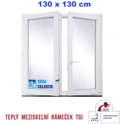 Erkado Bílé Plastové okno 130x130 cm bílé dvoukřídlé bez sloupku (štulp) pravé – Sleviste.cz