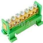 Můstek PE 7 (svorkovnice 7x16mm2), nekrytý IP00, zelený, 63A, na DIN – Zboží Mobilmania
