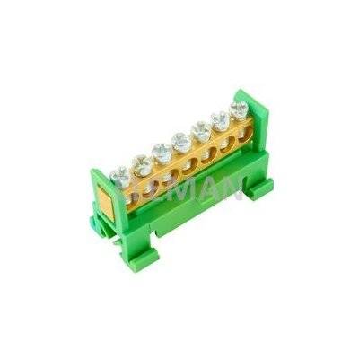 Můstek PE 7 (svorkovnice 7x16mm2), nekrytý IP00, zelený, 63A, na DIN – Zboží Mobilmania