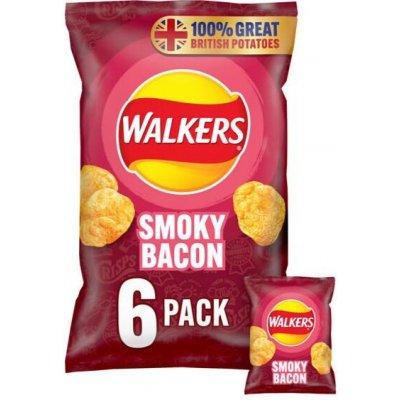 Walkers bramborové chipsy s příchutí slaniny 6 x 25 g – Zboží Dáma