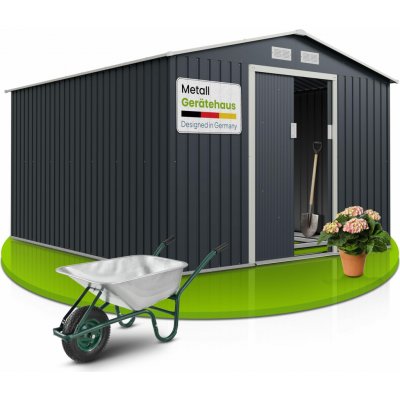 Juskys Zahradní domek XXL 21052, kovová kůlna na nářadí, 3,19 x 1,92 m, antracit - A – Zboží Dáma