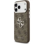 Guess PU 4G Metal Logo Zadní Kryt pro iPhone 17 Pro Max Silver Brown – Zboží Mobilmania
