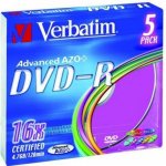 Verbatim DVD-R 4,7GB 16x, Advanced AZO+, slimbox, 5ks (43557) – Hledejceny.cz