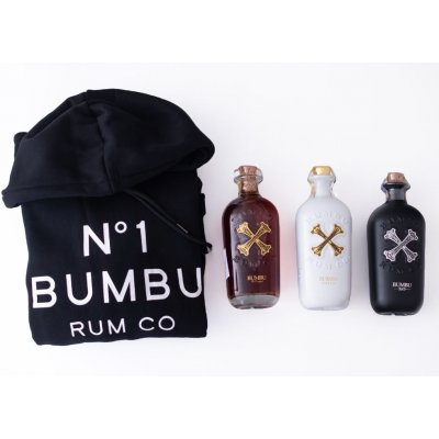 Bumbu XO 18y 40% 0,7 l a Bumbu Original 40% 0,7 l a Bumbu Cream 15% 0,7 l a mikina L (set) – Hledejceny.cz