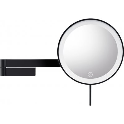 Zvětšovací kosmetické zrcátko 5x Linea s LED podsvícením nástěnné černé – Zboží Dáma