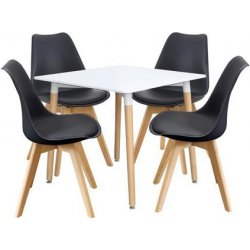 IDEA nábytek Jídelní stůl 80 x 80 QUATRO bílý + 4 židle QUATRO černé