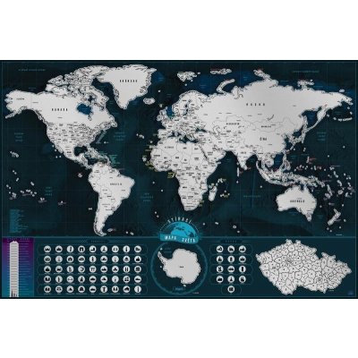 Stírací mapa světa - česká verze silver XL – Zboží Mobilmania