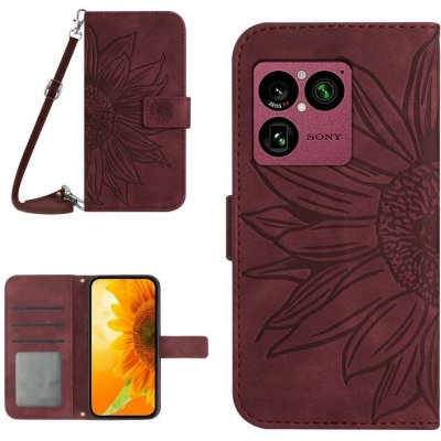 VSECHNONAMOBIL ART SUNFLOWER peněženkový obal se šňůrkou pro Sony Xperia 1 VIII vínový 151774 – Zboží Mobilmania