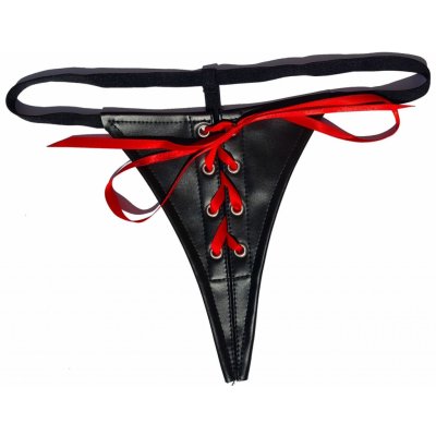 Idealeather Tanga s červeným šněrováním – Zboží Dáma